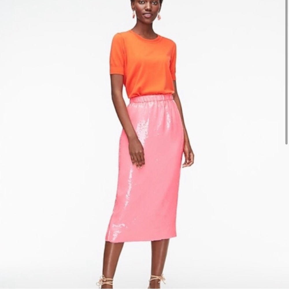 Size XL J Crew pink sequin midi skirt